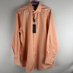 Tommy Hilfiger Men's Dress Shirt 15.5 32/33 Regular Fit Orange Long Sleeve